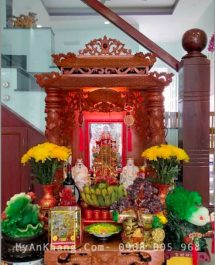 Bàn thờ ông địa thần tài mái chùa đẹp cho nhà mới