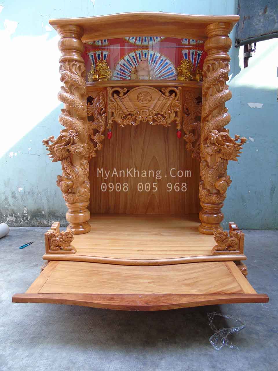 Bàn thờ thần tài ông địa hộp đèn đẹp 81 68 117 cm