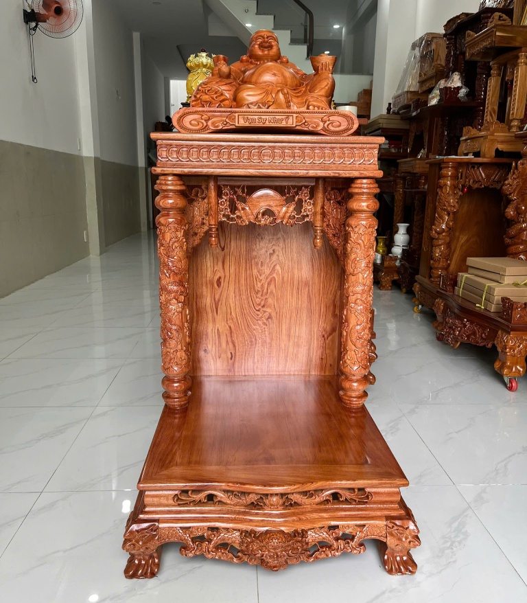 Mẫu bàn thờ Ông Địa Thần Tài gỗ hương tự nhiên đẹp