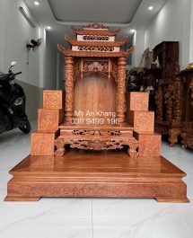 Trọn bộ bàn thờ ông địa gỗ hương 3 mái chùa giá rẻ