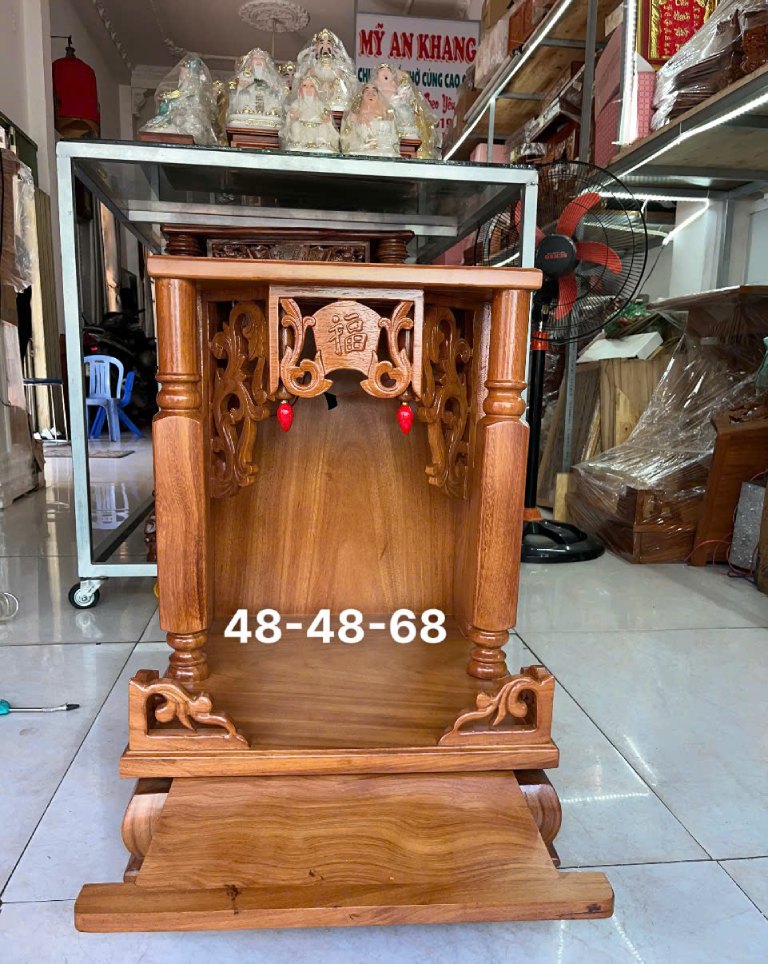 Bàn thờ Ông Địa Gõ Đỏ Mái Bằng Chữ Phúc