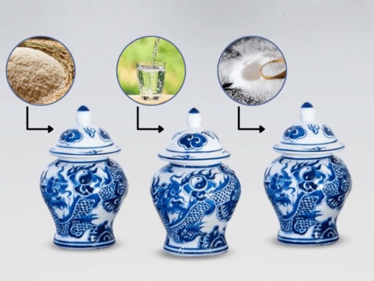 Cách để hũ gạo, muối, nước trên bàn thờ Thần Tài 