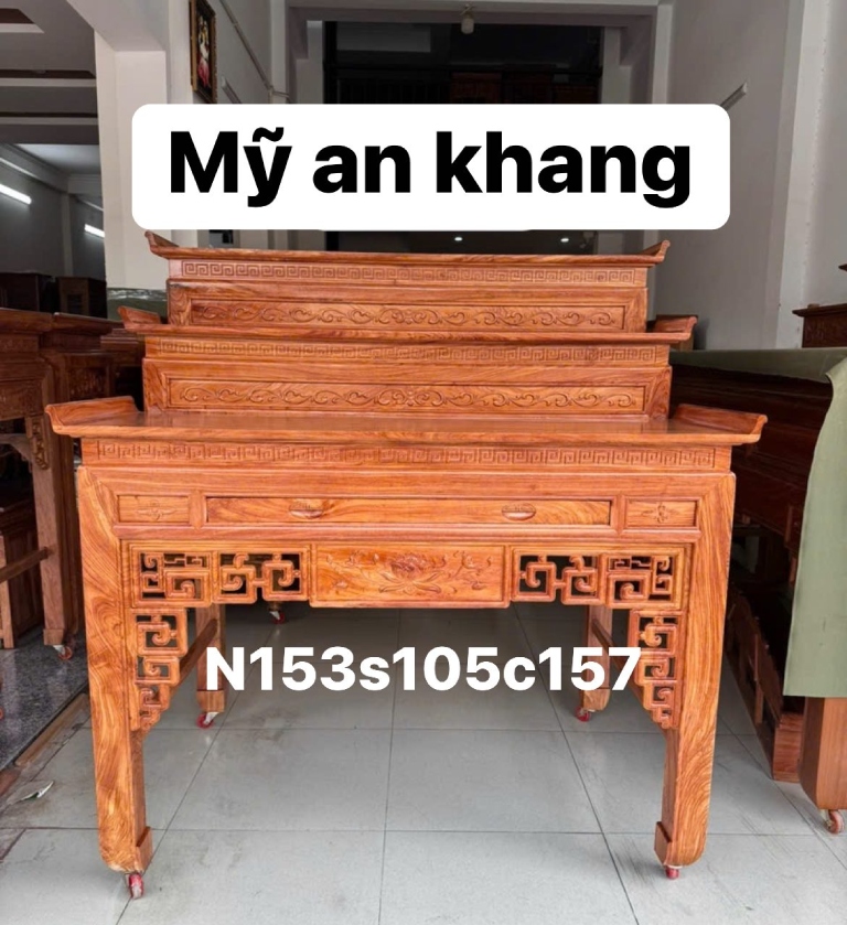 Bàn thờ gia tiên 3 tầng gỗ hương tphcm