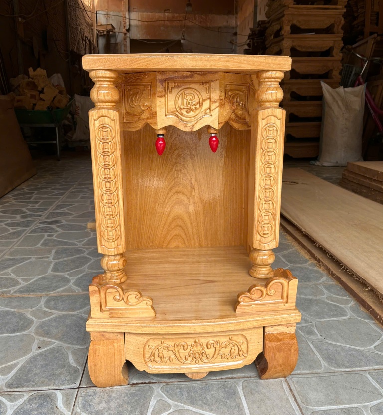 Bàn Thờ Ông Địa Gỗ Gõ Đỏ Chạm PHÚC LỘC THỌ Có Đèn