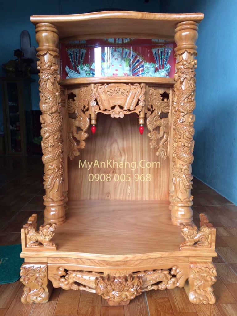 Mẫu bàn thờ Ông Địa ngang 60cm đẹp dạng hộp đèn