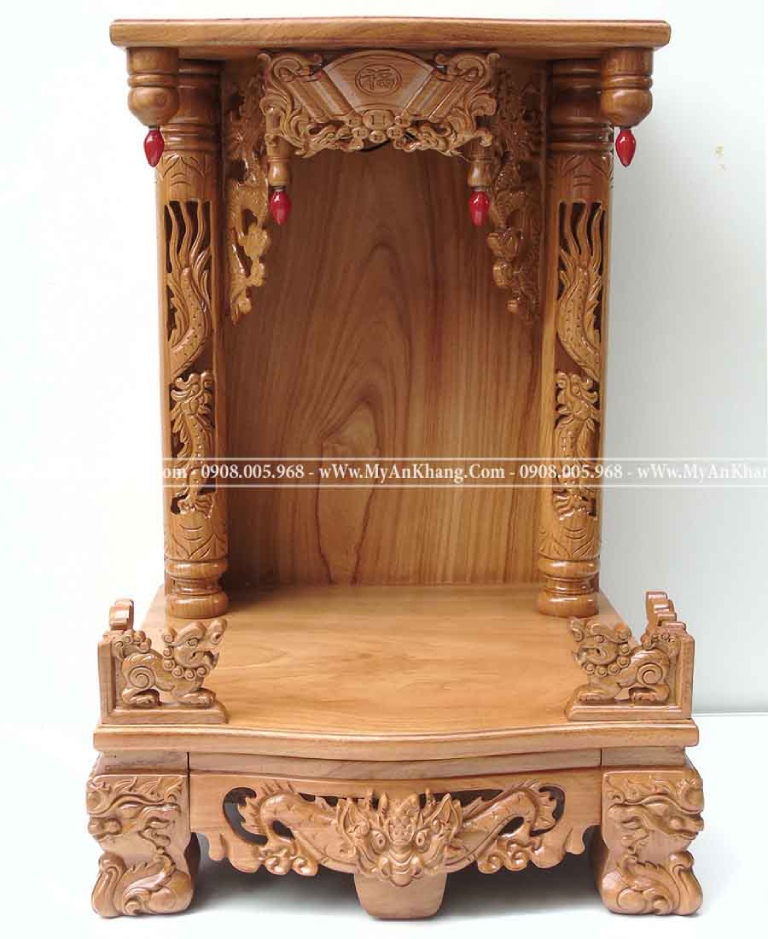 Mẫu bàn thờ Ông Địa ngang 60cm gõ đỏ giá rẻ