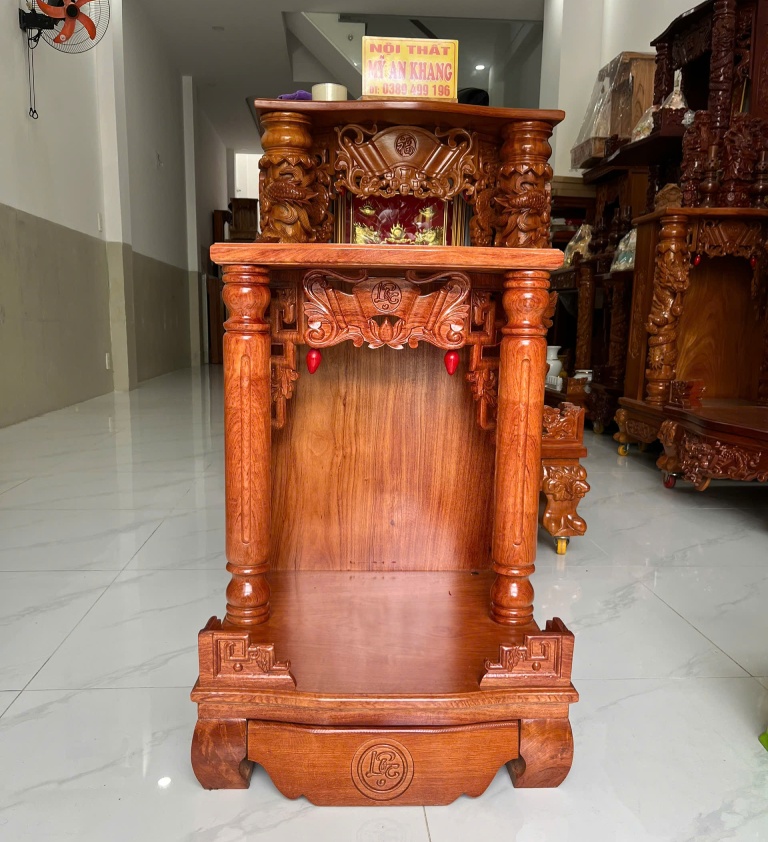 Bàn thờ Ông Địa Thần Tài gỗ hương chữ Lộc kích thước 48x48x68cm