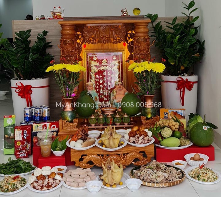 cách trưng bày bàn thờ Ông Địa ngày Tết