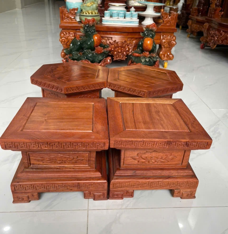 Đôn gỗ hương vuông, lục giác
