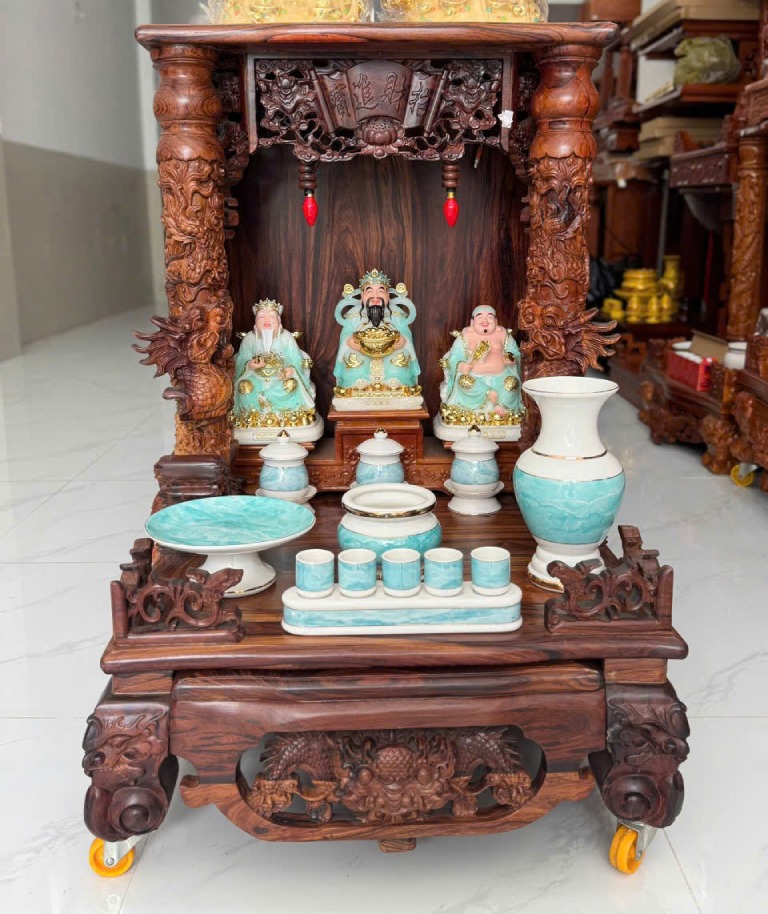 Trọn Bộ Bàn Thờ Ông Địa Gỗ Cẩm Lai