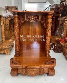 Bàn thờ ông địa xoan đào đẹp cột rồng giá rẻ
