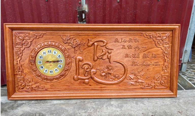 đồng hồ tranh gỗ hương chữ Tài Lộc đẹp, giá rẻ tại Mỹ An Khang