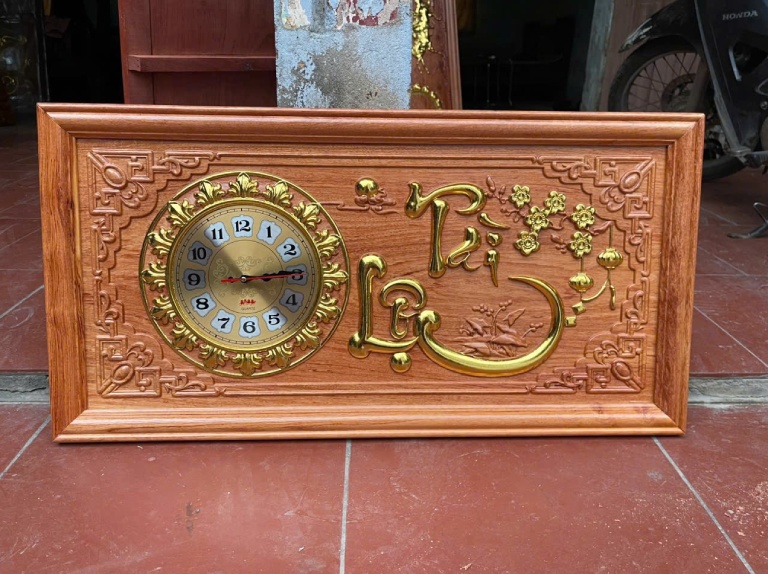 Tranh gỗ đồng hồ Tài Lộc